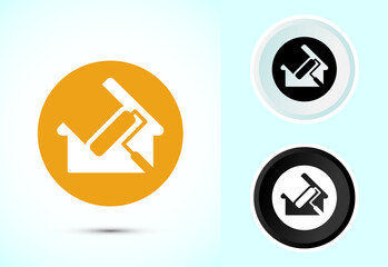 Home painting icon design illustration. House painting sign symbol in color, black and white