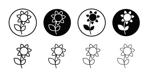 Flower icon Black and white outline vector