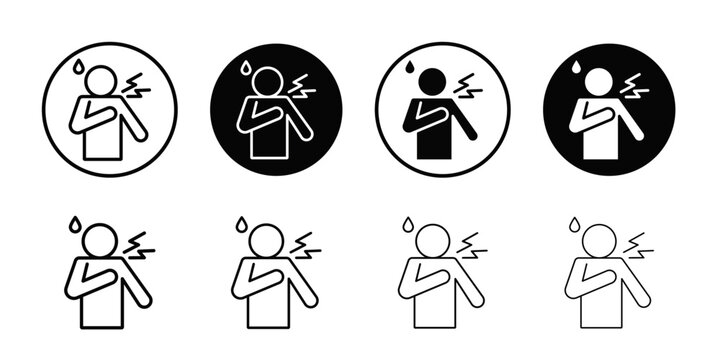 Heart attack icon Black and white outline vector