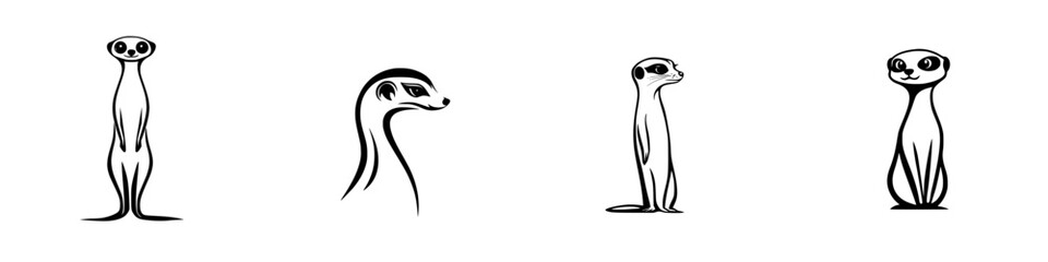 Vector illustration of playful meerkats showcasing different poses in a charming, simplistic style