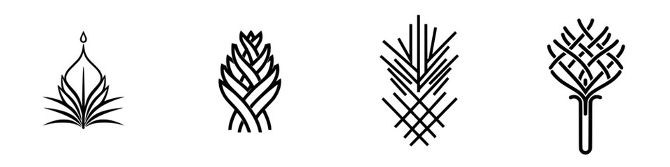 Decorative vector illustrations of various plant motifs suitable for logos and design elements