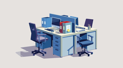 Modern Work Cubicles Vector Illustration for Professional Office Environment