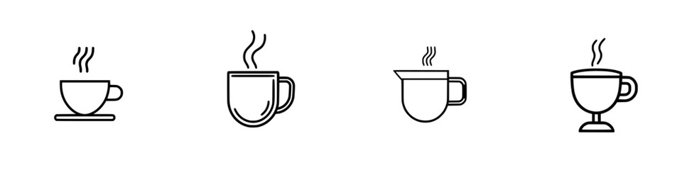 Coffee cup vector icons showcasing different styles and types suitable for various beverages and settings