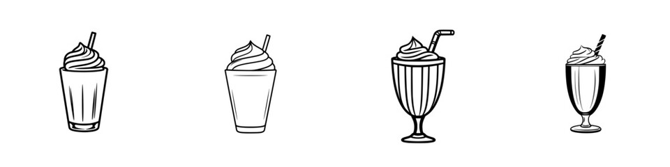 Delicious variety of ice cream desserts in vector illustration style perfect for menus or food-related designs