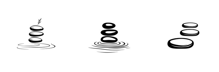 Stacked stones create tranquility and balance in a serene water setting