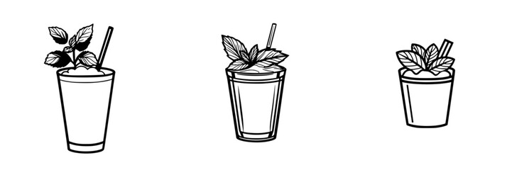 Refreshing mint drinks in clear glasses with straws, perfect for summer gatherings and outdoor parties