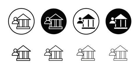 Museum curator male icon Black and white outline vector