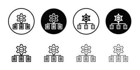 NLP icon Black and white outline vector