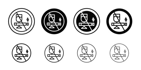 No alcohol and cigarettes icon Black and white outline vector