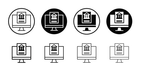 Official information online icon Black and white outline vector