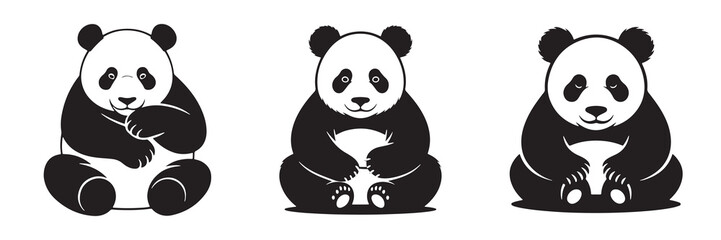 Black panda silhouette vector illustration eps 10