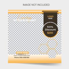 real estate/ realtor luxurious resort hotel room booking social media post design