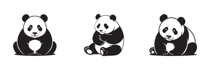 Black panda silhouette vector illustration eps 10