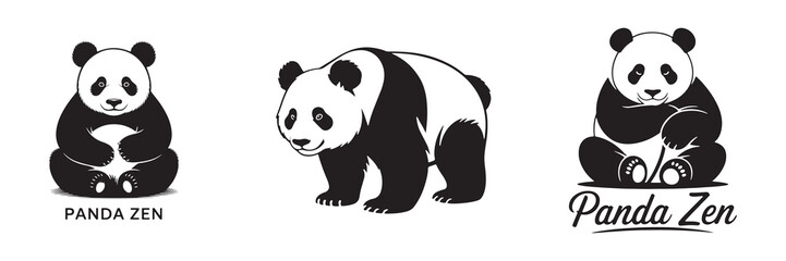 Black panda silhouette vector illustration eps 10