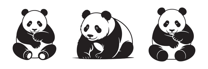 Black panda silhouette vector illustration eps 10