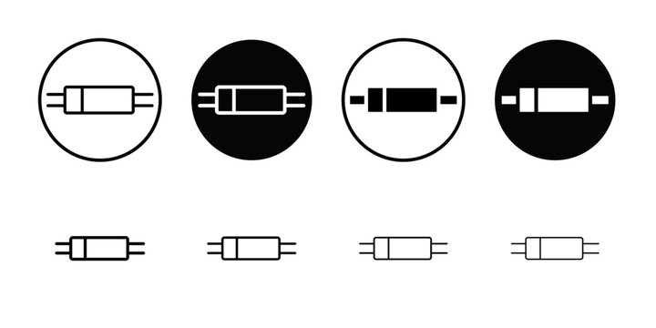 Zener diode icon Black and white outline vector