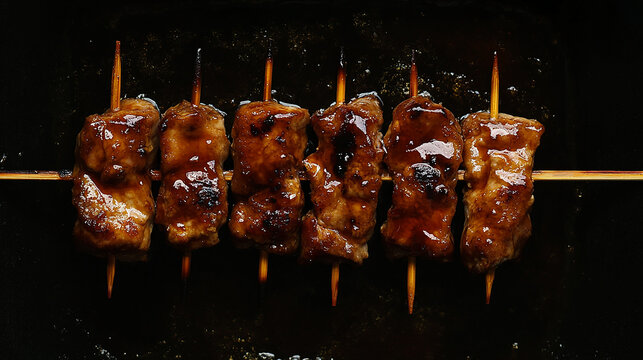 Grilled yakitori with tare sauce glaze
