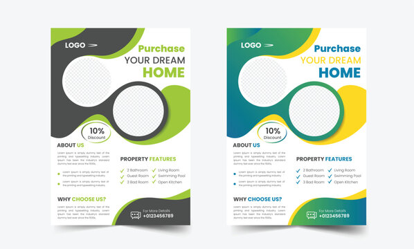 Simple Real Estate  a4 Flyer  banner poster template Layout design