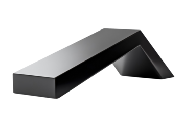 Sleek modern black angular handle design perfect for contemporary furniture minimalist aesthetic sharp lines and matte black finish on transparent background