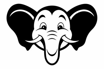 Cartoon Elephant Head Smiling Silhouette Vector