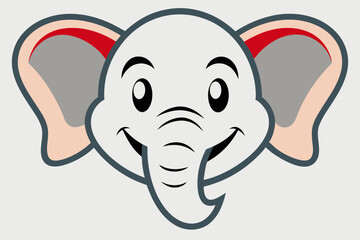Cartoon Elephant Head Smiling Outline Vector