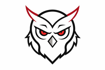 Demon Owl Head Outline Vector Illustration