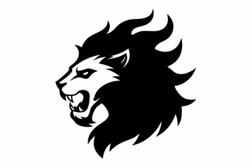 Flaming Skull Lion Head Hybrid Silhouette Vector