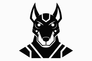 Futuristic Robotic Dog Head Silhouette Vector