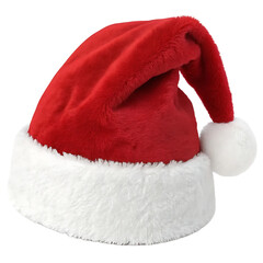 Festive Red and White Santa Hat with Fluffy Fur Trim PNG and transparent background