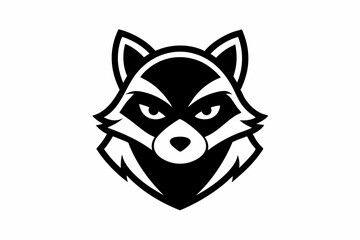 Masked Raccoon Head Ninja Style Outline Vector