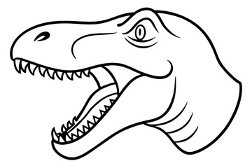 Roaring Dinosaur Head Line Art Vector Illustration