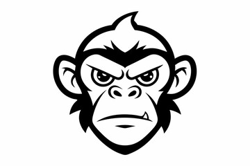 Stylized Angry Monkey Head Outline Vector Illustration