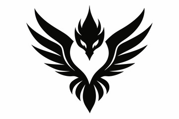 Tattoo Inspired Phoenix Head Silhouette Vector
