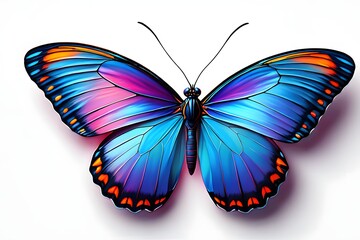 Obraz premium A vivid display of intricate beauty and elegance, the vibrant wings of a butterfly, showcases its captivating colors, with delicate veins.