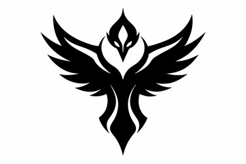Tattoo Inspired Phoenix Head Silhouette Illustration