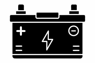 Car Battery Silhouette Vector Illustration Black