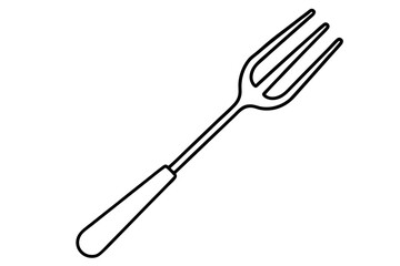 Grill Fork Line Art Vector Illustration With White