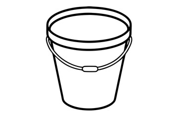 Paint Bucket Line Art Vector Illustration With White
