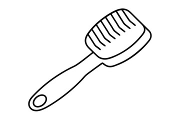 Pet Brush Line Art Vector Illustration With White