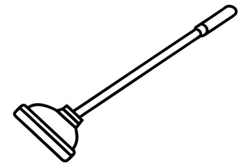 Plunger With Handle Line Art Vector Illustration