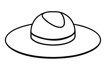 Straw Hat Line Art Vector Illustration With White