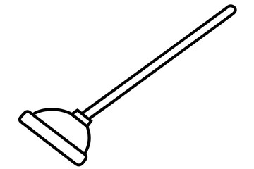 Toilet Plunger Line Art Vector Illustration With White