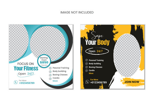 Vector Gym  and fitness social media post deign template