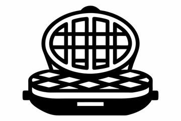 Waffle Maker Silhouette Vector Illustration Black