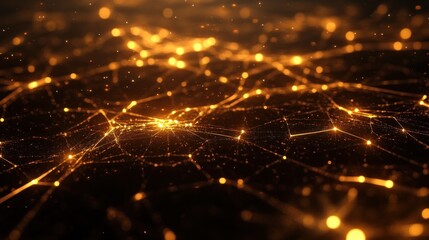 Obraz premium Abstract glowing network of interconnected nodes