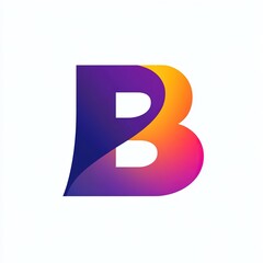 Letter B Logo with Gradient Colors, Abstract Font Style on Isolated White Background