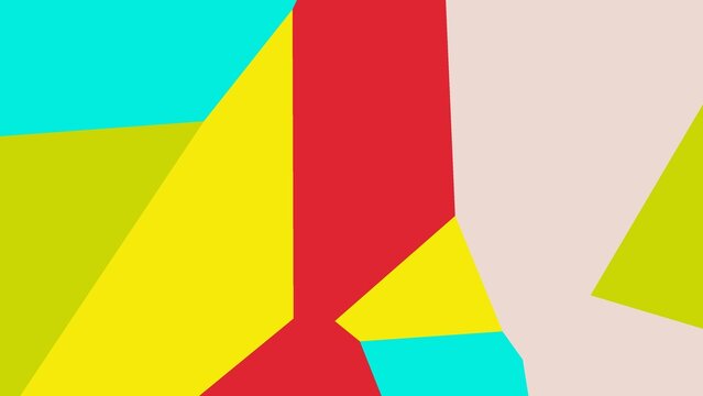 Vibrant geometric shapes in bold colors.  A patchwork of bright, irregular polygons create a dynamic design.  A mix of aqua, red, yellow and muted tones