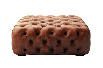 Obraz premium Luxurious Brown Leather Ottoman Square Button Tufted Design Rich Texture Elegant Sturdy Perfect for Living Room Studio Photography on on transparent background