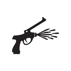 Water Pistol Silhouette — Black and White Cartoon Splash Toy Vector