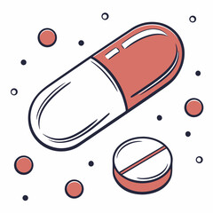 Pill And Tablet Isolated On White Background Medication Concept Illustration